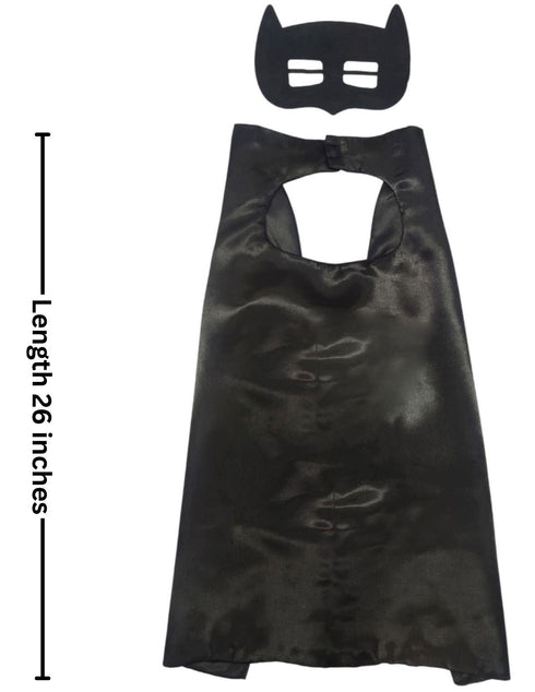 BookMyCostume Black Bat Cape and Masks Set for Kids - Superhero Dress Up Costumes for Boys and Girls | Perfect for Dress Up, Cosplay, Halloween & Parties | 3-10 Years